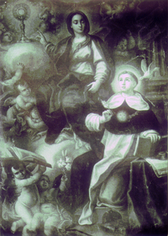 Dipinto trafugato dell'antica madrice con S. Antonio Abate e la Madonna